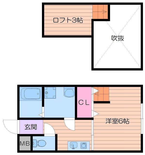 ブリリアントコア(1K/3階)の間取り写真