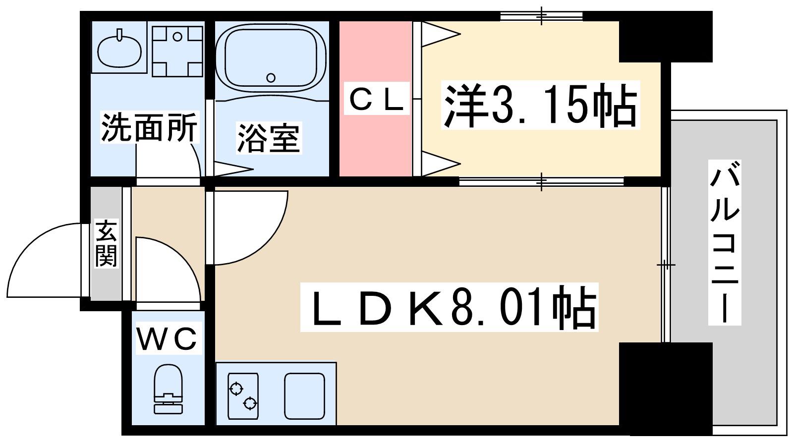 グランステディ新梅田(1LDK/5階)の間取り写真