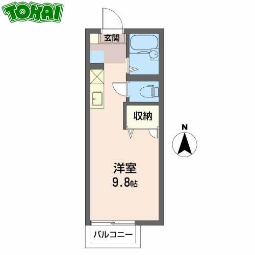 メゾンこにし B棟(ワンルーム/1階)の間取り写真