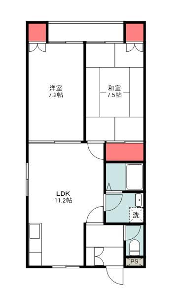 ソレイユ光の丘(2LDK/1階)の間取り写真