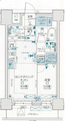 デュオステージ海老名II(1LDK/11階)の間取り写真