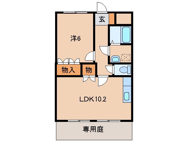 JR和歌山線 打田駅 徒歩10分 2階建 築15年(1LDK/1階)の間取り写真