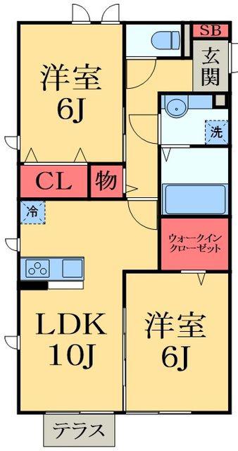 メゾンルーエ(2LDK/1階)の間取り写真
