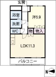 フィットタウンK(1LDK/2階)の間取り写真