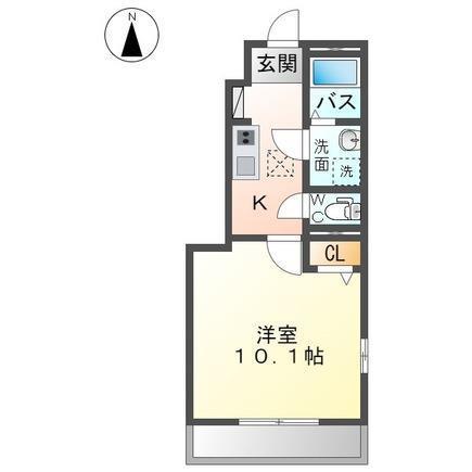 エスポワールB(1K/1階)の間取り写真