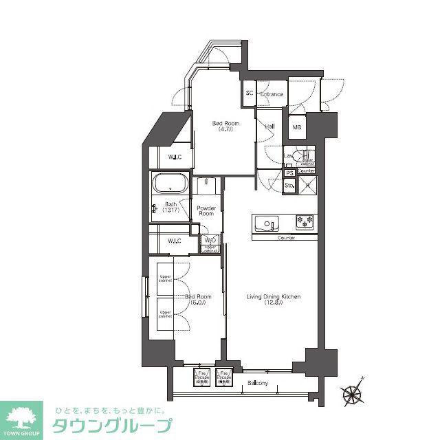 コンフォリア滝野川(2LDK/9階)の間取り写真