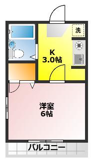 ハウスエンジェル(1K/1階)の間取り写真