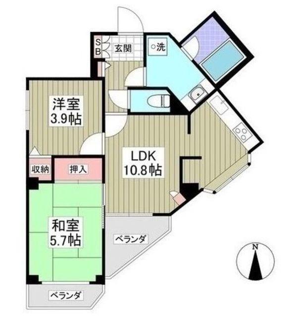 リュミエ武蔵浦和(2LDK/1階)の間取り写真