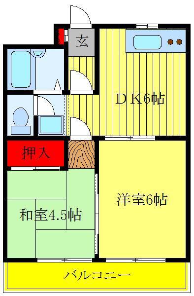 ヒマワリハイツI(2DK/3階)の間取り写真