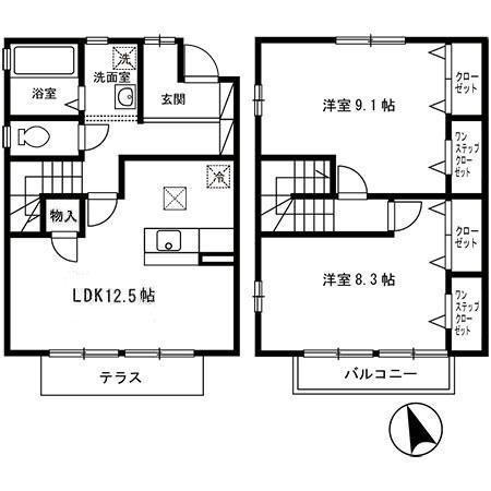 ワイズ エスポワール A(2LDK/1階)の間取り写真