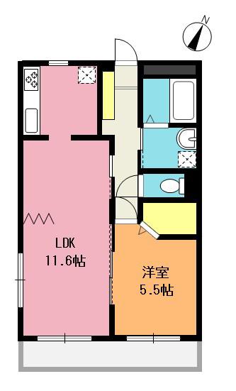グリュ トルチェ(1LDK/2階)の間取り写真