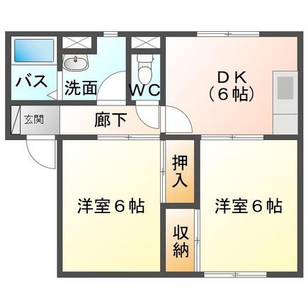 フィールドA(2DK/1階)の間取り写真