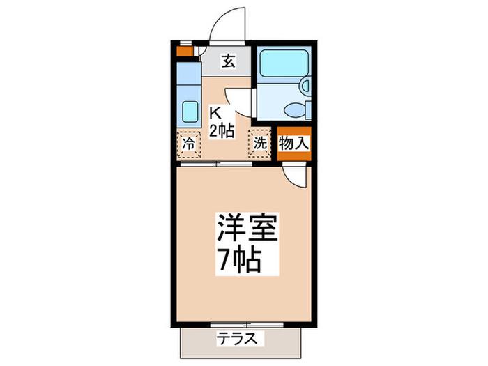 マロンハウス(1K/1階)の間取り写真