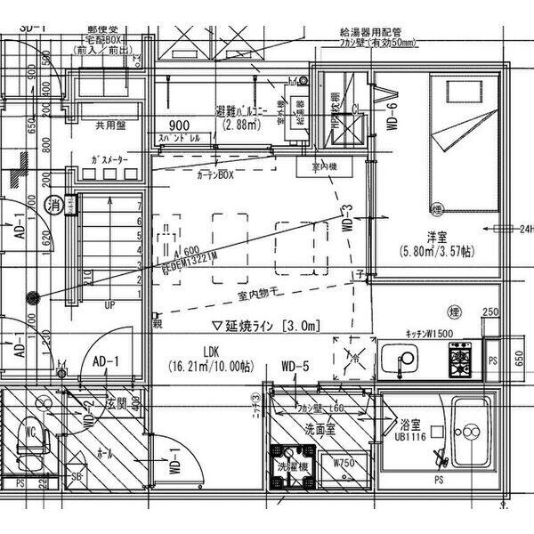 JACK HOMMACHIII(1LDK/3階)の間取り写真