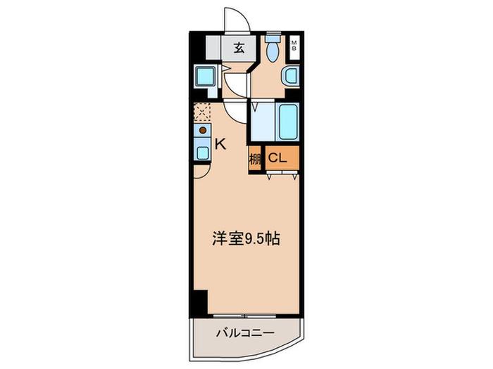 マーレタワー天神(1K/4階)の間取り写真