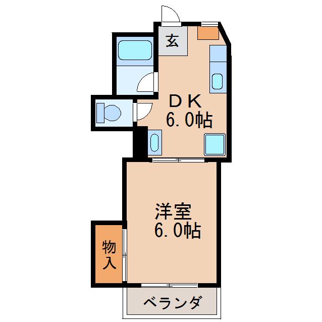 コーポグリーンハウス(1DK/3階)の間取り写真