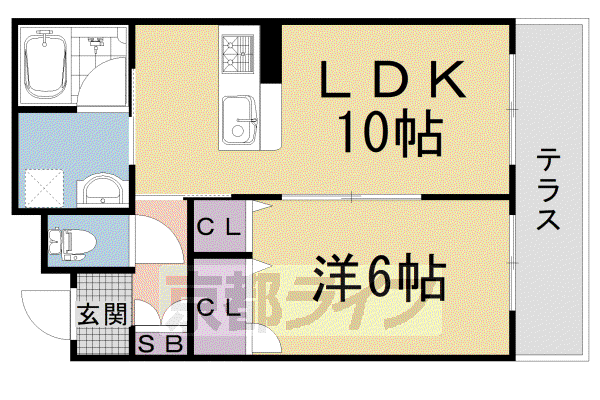 セントリヴィエ京都芝野(1LDK/1階)の間取り写真