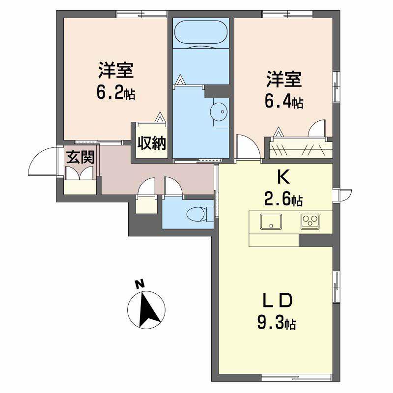 RIVIERE(2LDK/1階)の間取り写真