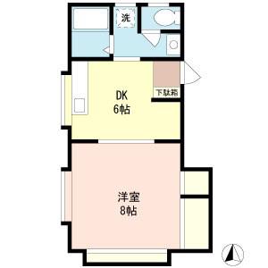 田嶋ハイツ(1DK/2階)の間取り写真