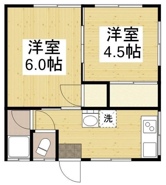 シエル大谷(2DK/1階)の間取り写真