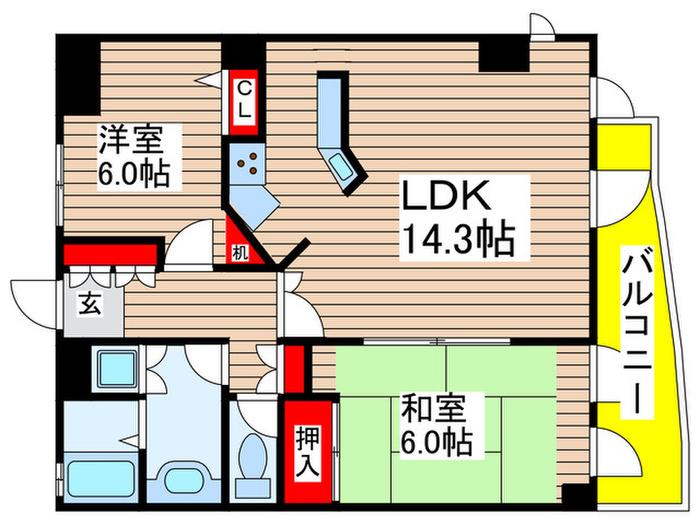 グラツィオ幕張本郷(2LDK/2階)の間取り写真