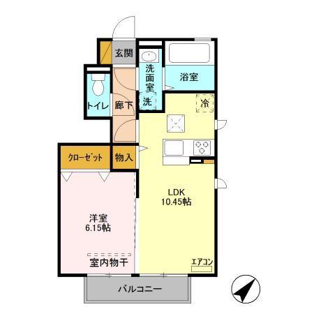 ルミエール(1LDK/1階)の間取り写真