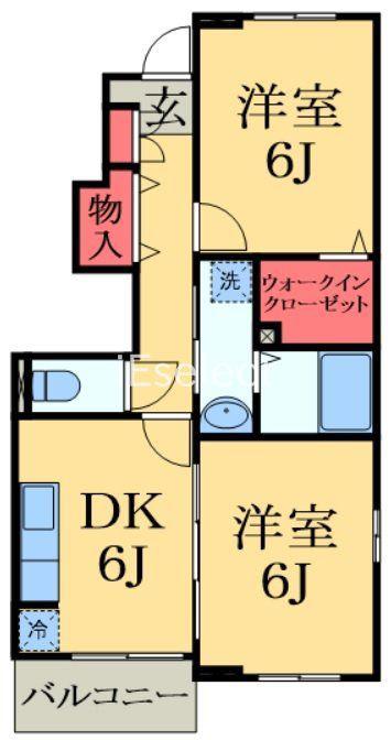 スウィート Ⅰ(2DK/1階)の間取り写真