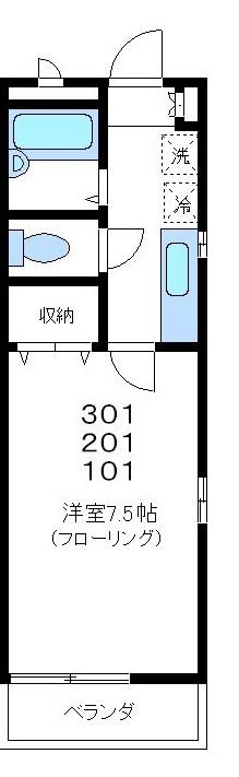 スカーレット高円寺(1K/1階)の間取り写真