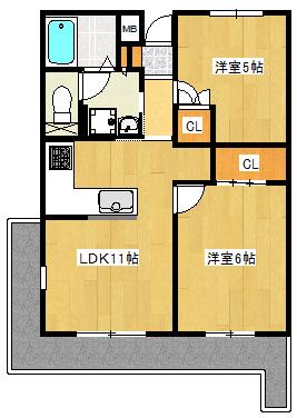日吉セントラルハイツ(2LDK/2階)の間取り写真