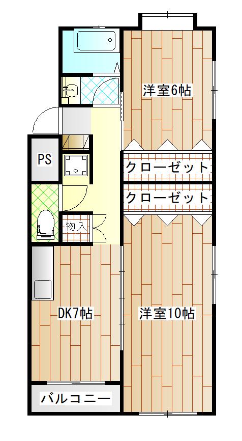 ハウスさつき(2DK/2階)の間取り写真