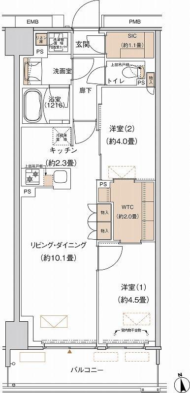 プライムネクサス大森北(2LDK/5階)の間取り写真