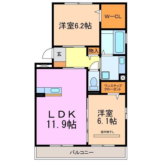 マノワールII(2LDK/1階)の間取り写真