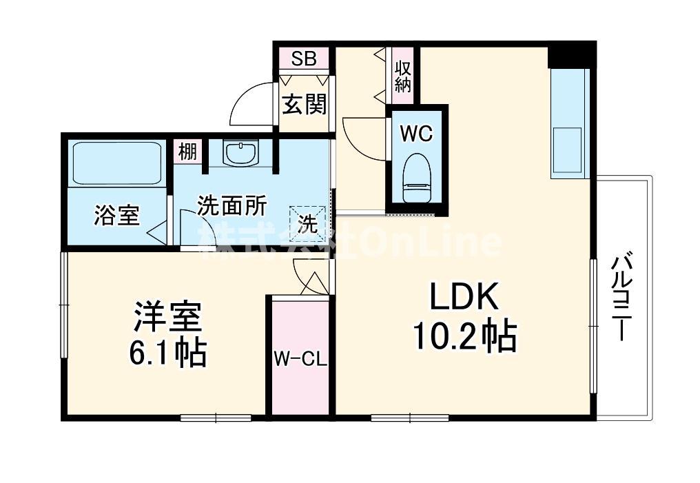 ディアコートN(1LDK/2階)の間取り写真