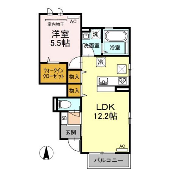 チェーロ セレーナA棟(1LDK/1階)の間取り写真