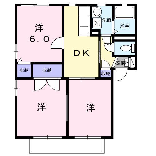 パークサイド328 B(3DK/2階)の間取り写真