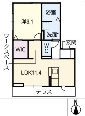 アンソレイエ(1LDK/1階)の間取り写真