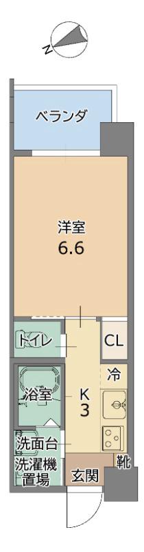 トーマス宇茂佐の森III(1K/2階)の間取り写真