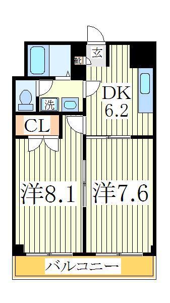 アンプルールフェール柏(2DK/3階)の間取り写真