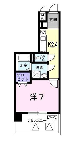 ノーブル・コーケ・横浜(1K/2階)の間取り写真