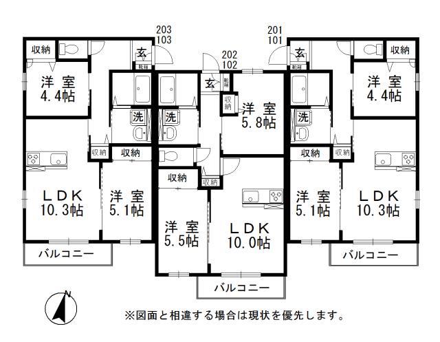 ウィズハイムMIYUKI(2LDK/1階)の間取り写真
