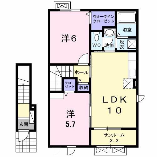 アメジスト ガーデン(2LDK/2階)の間取り写真