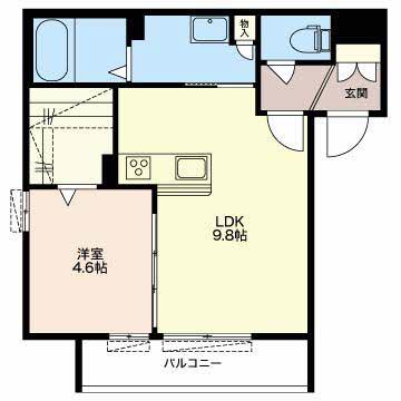 SH・日和(1LDK/2階)の間取り写真