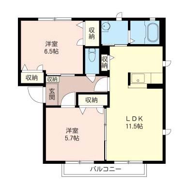 アネックスII(2LDK/1階)の間取り写真