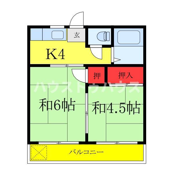 第一コーポ(2K/3階)の間取り写真