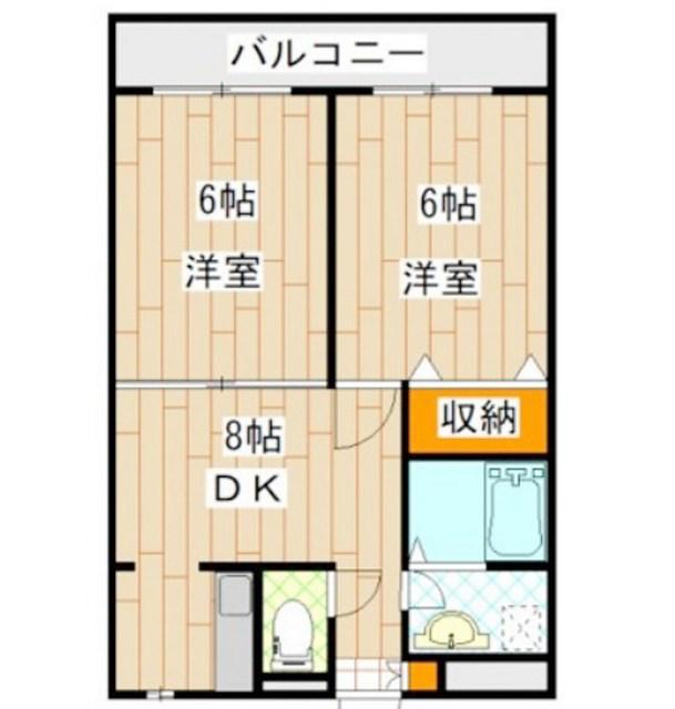 ベルウッド野川(2DK/5階)の間取り写真