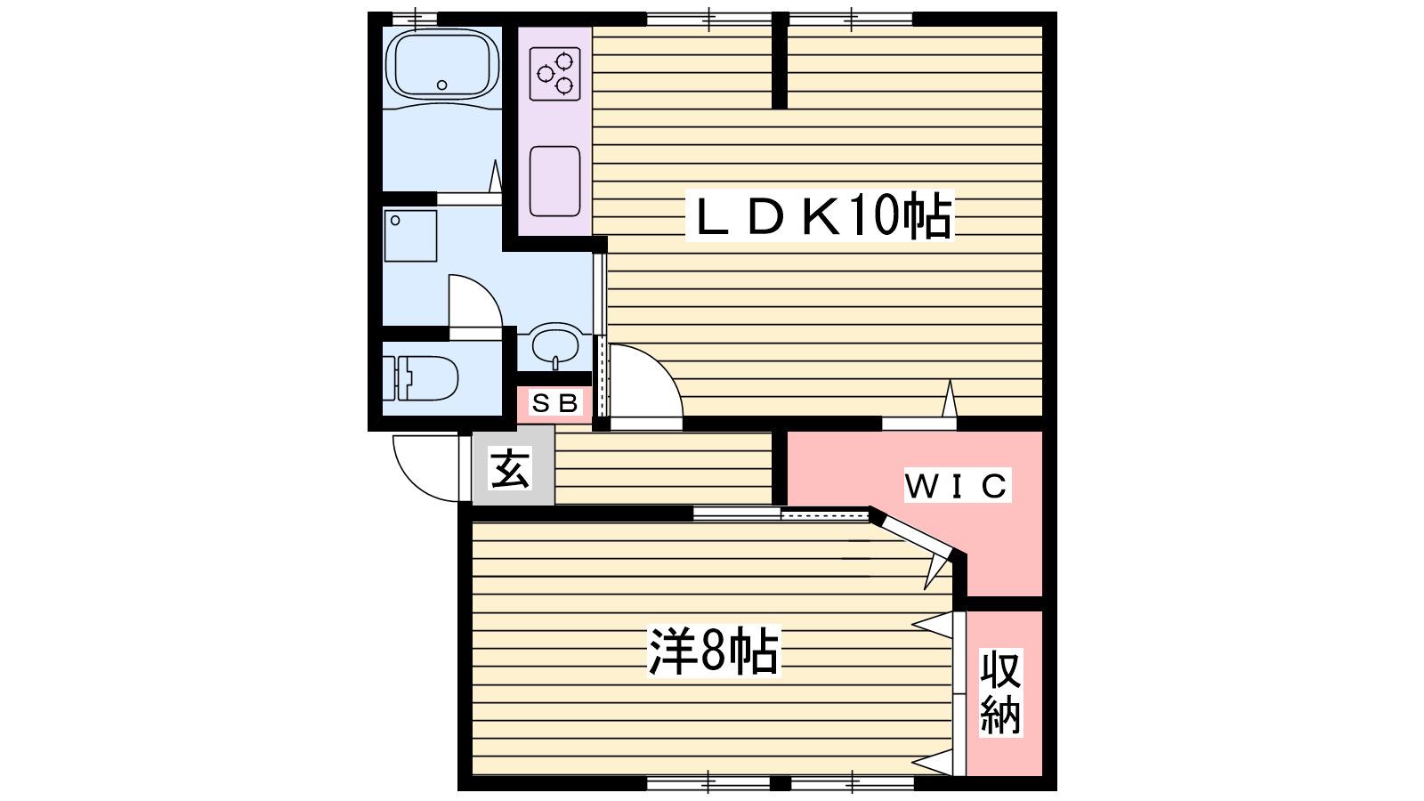 クラウディア思案橋 A棟(1LDK/2階)の間取り写真