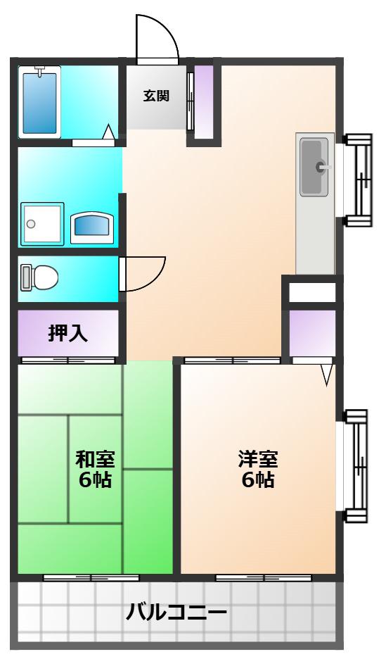 成安第二中央マンション(2DK/3階)の間取り写真