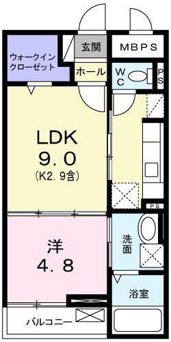 メゾン ソレイユII(1LDK/1階)の間取り写真