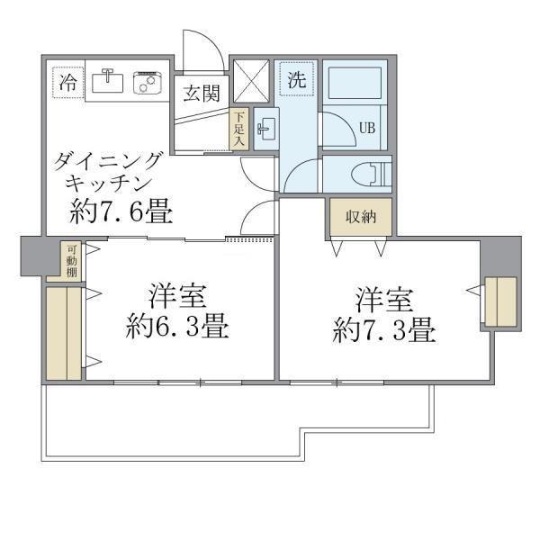 朝日九段マンション(2DK/2階)の間取り写真