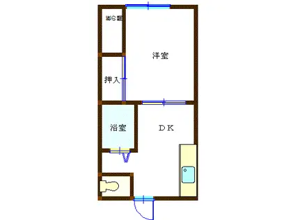 アルブルI(1DK/1階)の間取り写真